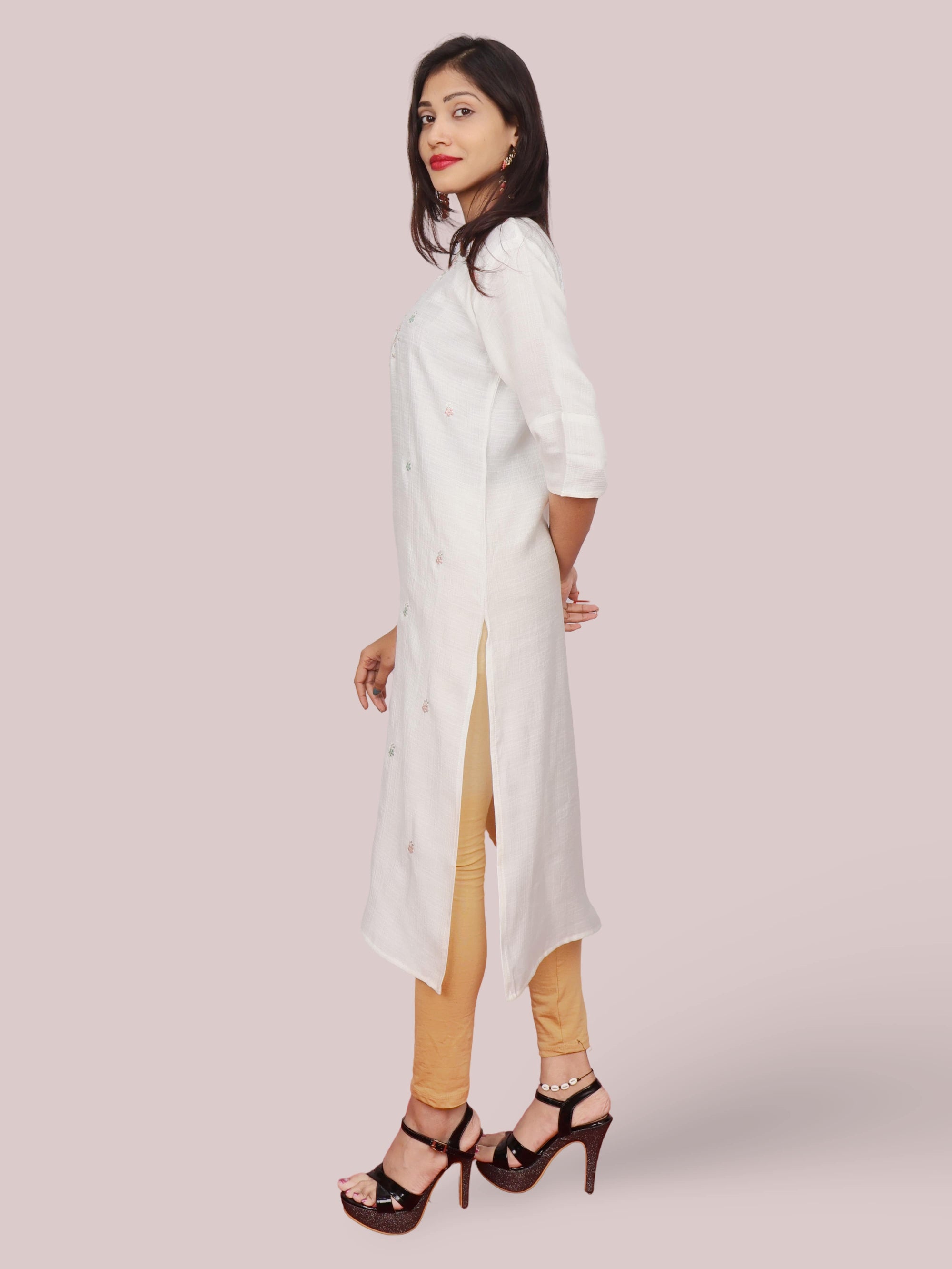 Cotton Kurti with Beautifully Embroidered Neckline-1