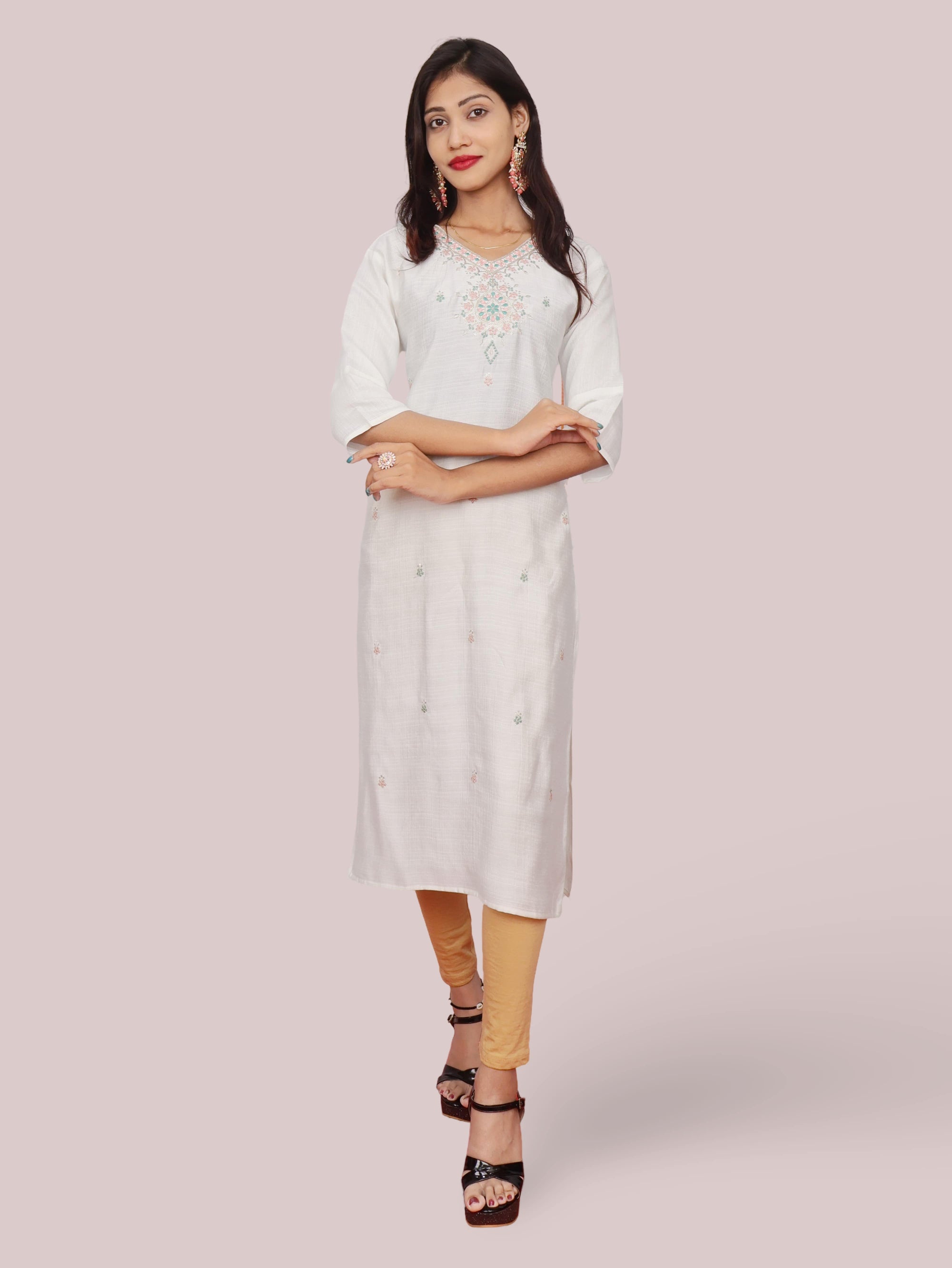 Cotton Kurti with Beautifully Embroidered Neckline-4