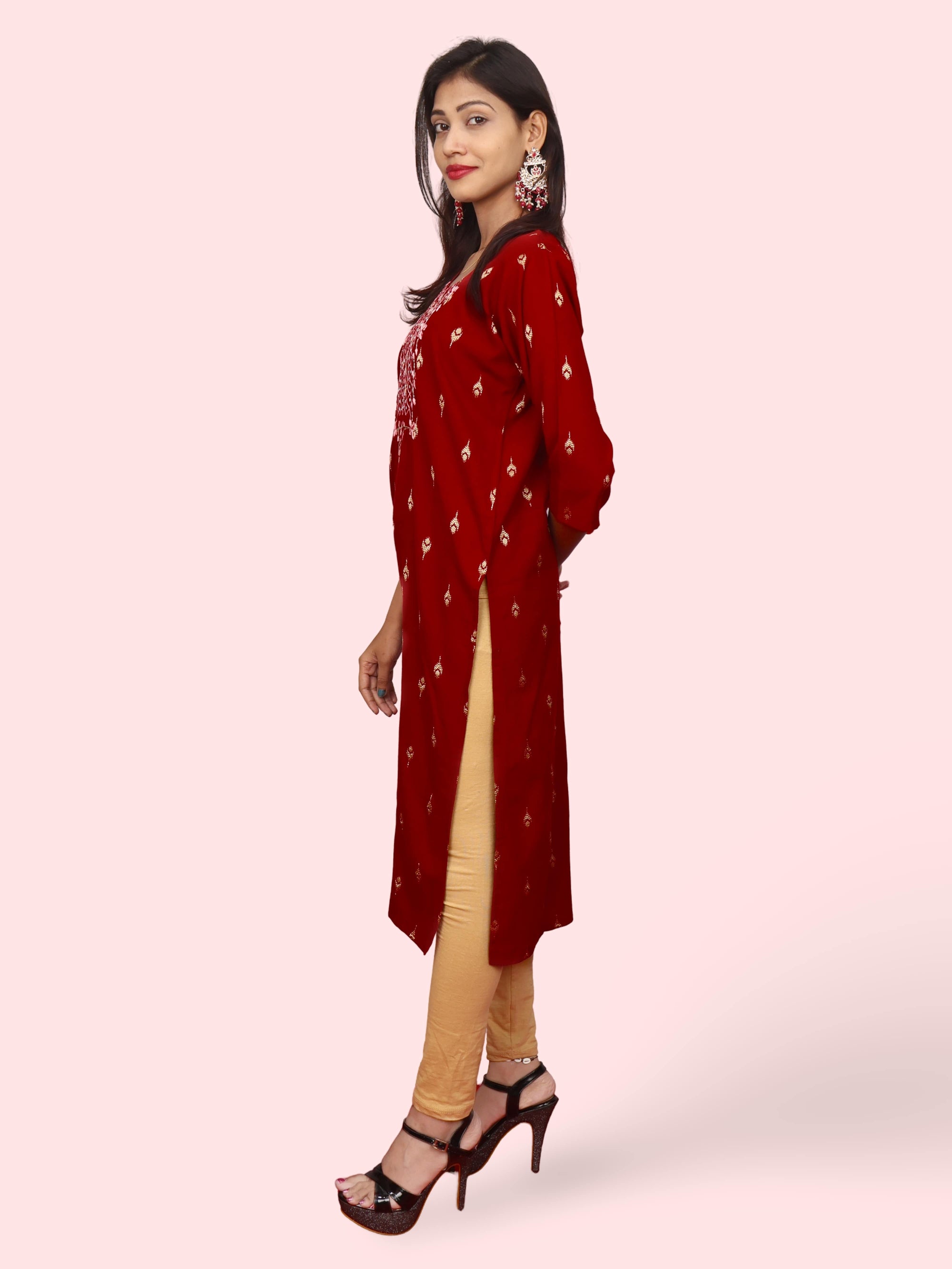 Cotton Kurti with Stunning Embroidered Neck-1