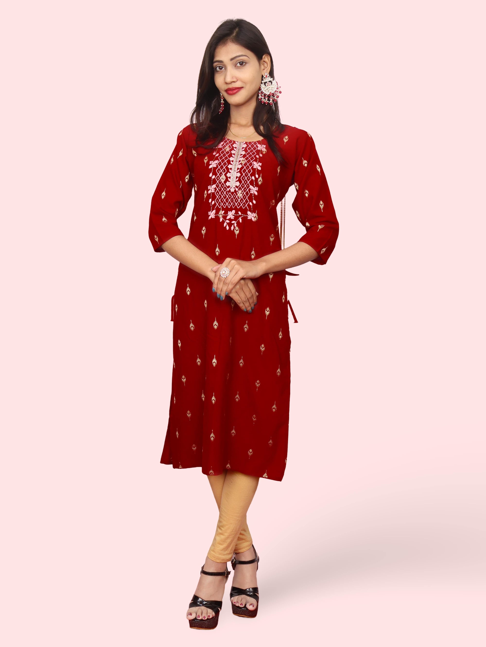 Cotton Kurti with Stunning Embroidered Neck-4