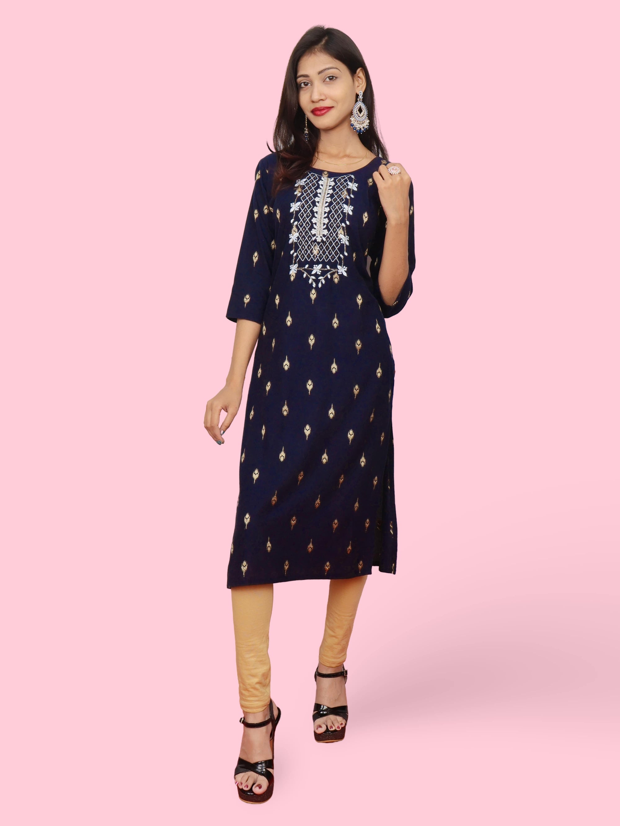 Cotton Kurti with Stunning Embroidered Neck-5